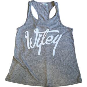 Mansy S Gray Racerback Tank Top Wifey Graphic Shirt Sleeveless Casual Bridal